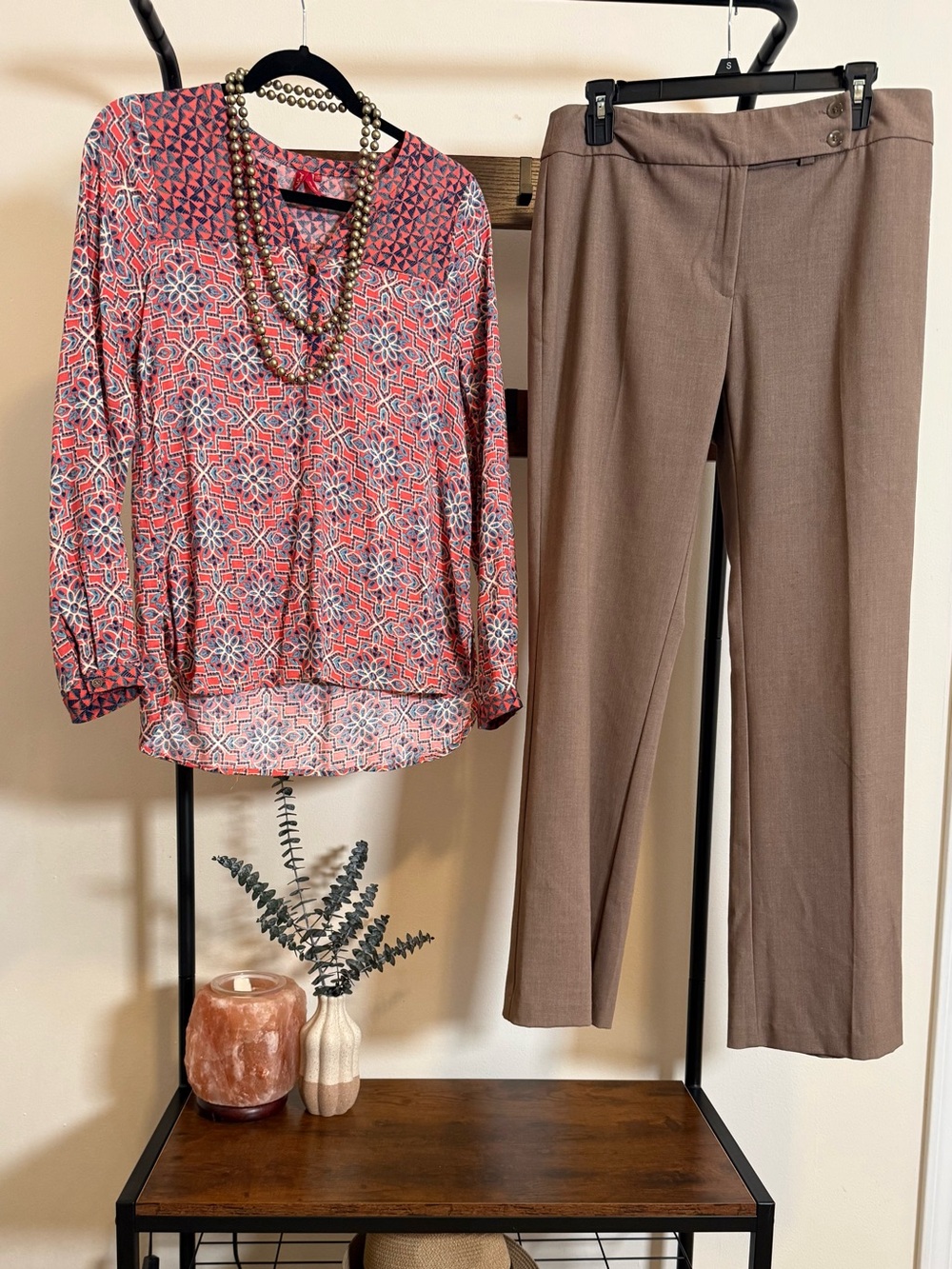 SAG Harbor Women’s Stretch Dress Pants Size 8 Taupe Straight Leg Career Office